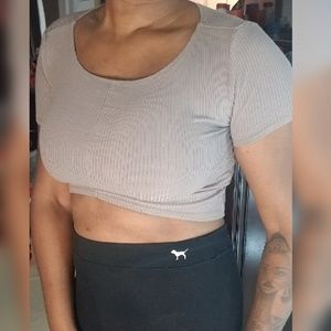 Basic Light Brown Crop Top or Free📌